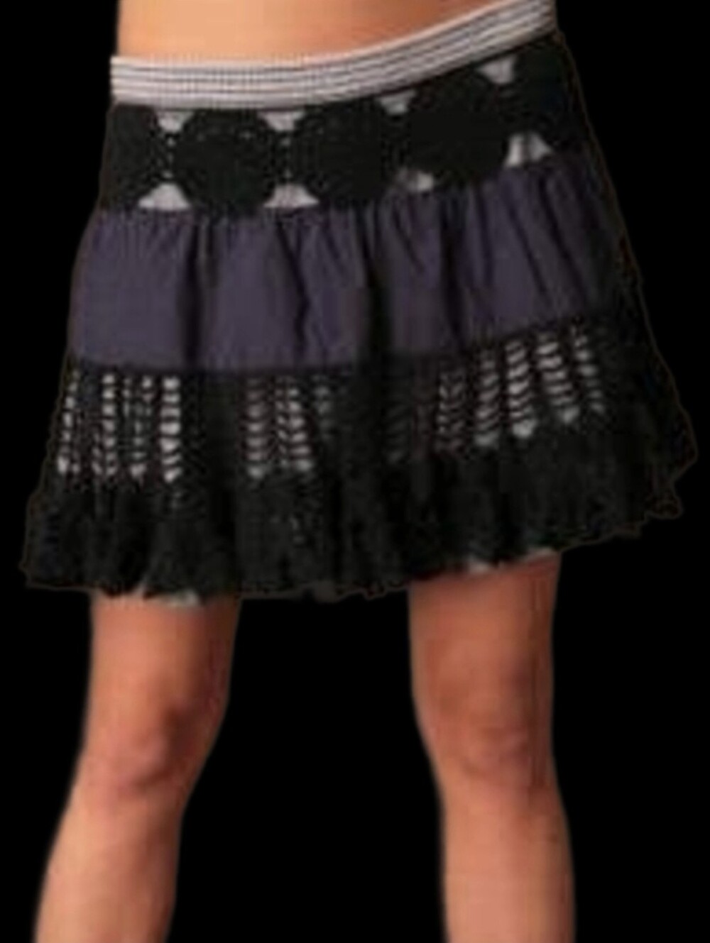 Free People OG Y2k Vtg Crochet Macrame  Overlay Layered Look Skirt Bohobo